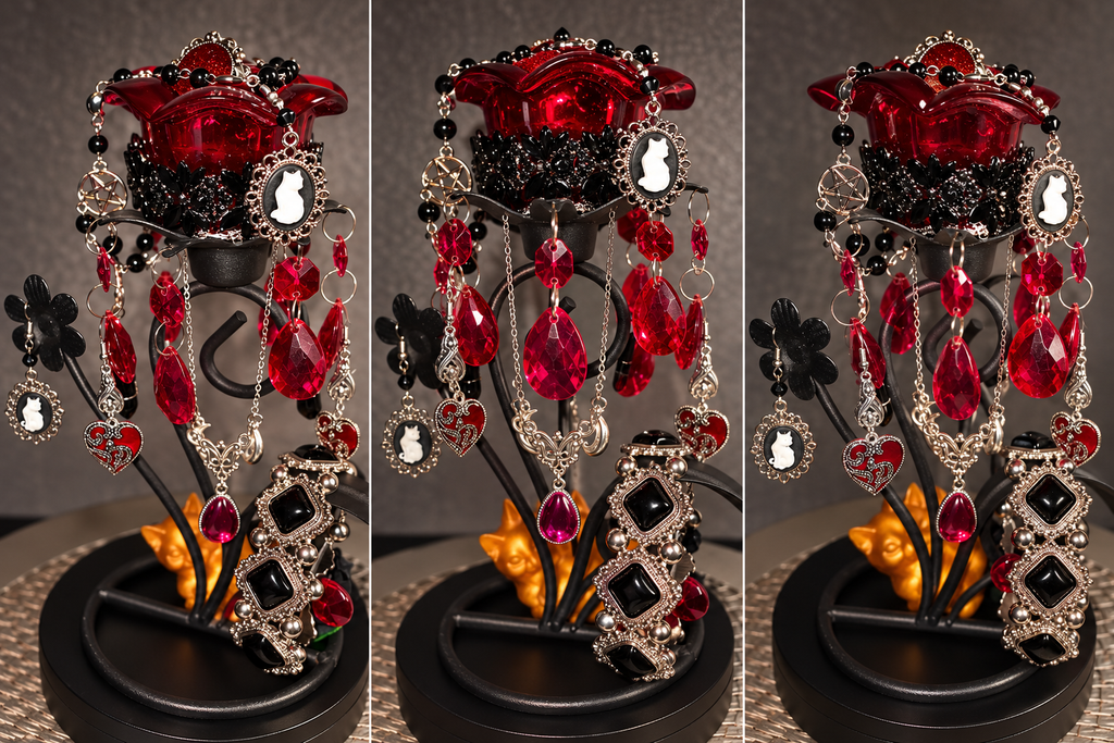 🕯Trésor Éphémère Mystery Cat | Vintage Candle Holder & 8 Surprise Jewelry Pieces