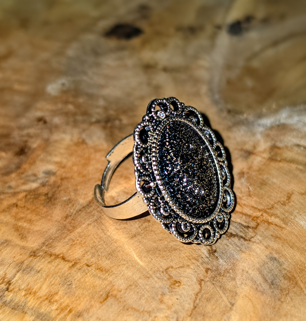 🖤Trésor Éphémère Mystery Cat |Bague Nuit Étoilée