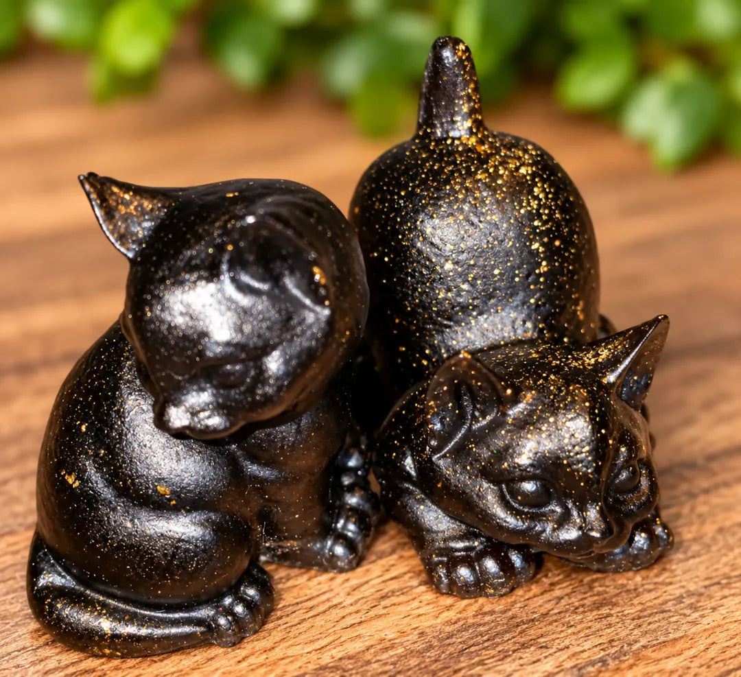 🐈‍⬛🐈‍⬛Trésor Éphémère Mystery Cat| Duo de petits Chats Porte-Bonheur🐾